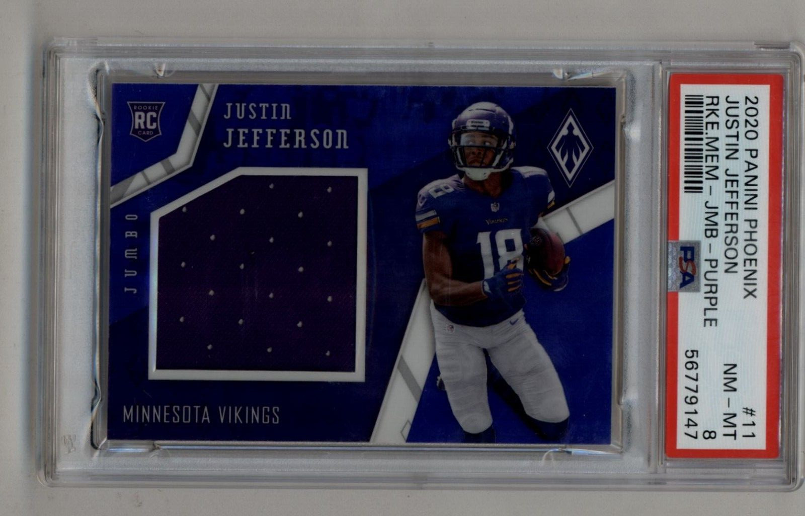 Justin Jefferson Panini Phoenix Rookie Memorabilia #11 Jumbo-Purple