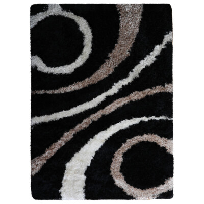 Hand Tufted Shag Polyester Area Rug Geometric Black BBH Homes BBK00002