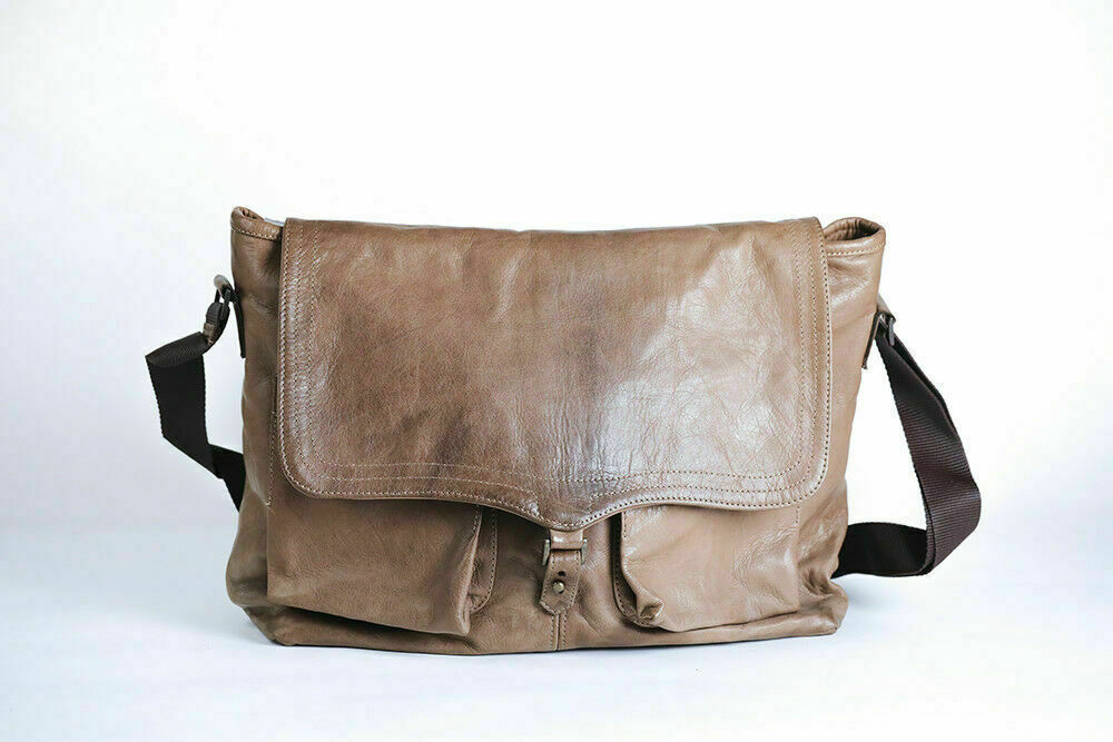 Men's Oliver-Brown Calf Genuine Leather Messenger Shoulder Bag  