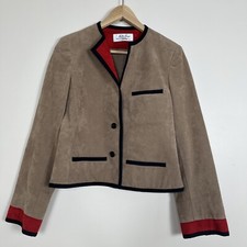 Rare Vintage Mollie Parnis Ultra Suede Blue Light Brown/ Red Jacket Size 8