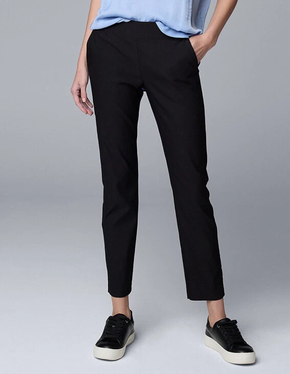 Simply Vera Wang Women’s Mid Rise Ankle Skinny Pants Pull On-Black-Small-  New