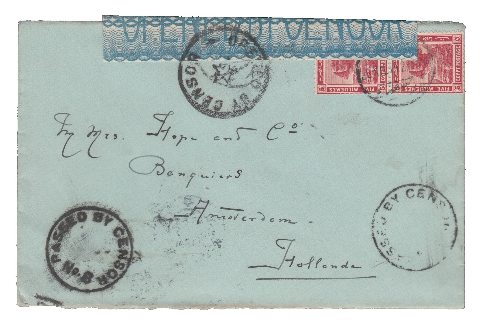 Cubierta de la Primera Guerra Mundial Sellos Egipcio