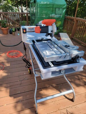 Powerful Heavy Duty 10 Amp Corded 7 in. Wet Tile Saw w/ Sliding