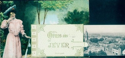 Leporello Ak Jever in Oldenburg Friesland, Ortsansichten - 10801002