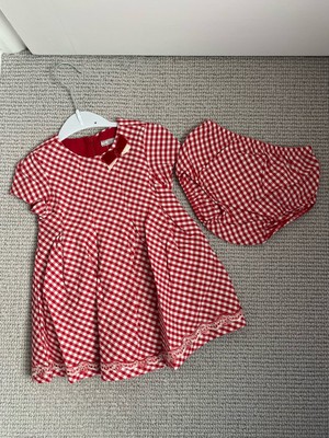 Mayoral Mädchen rot und weiß kariertes gefüttertes Kleid mit Höschen 24 Monate neu mit Etikett