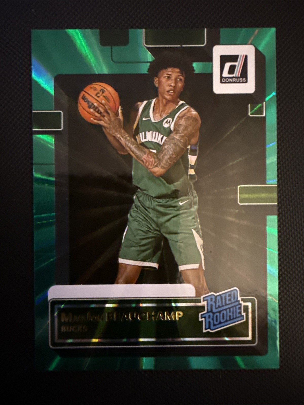 MarJon Beauchamp #224 Donruss Green Laser NBA 2022-23 Milwaukee Bucks RC
