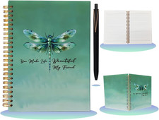 Dragonfly Inspirational Notebook with Pen Set, A5 College Ruled Spiral Journal,