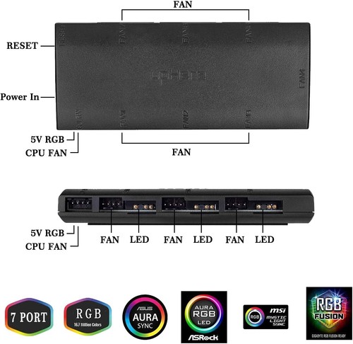 Uphere 5V 6-Pack 120Mm Silent Intelligent Control 5V Addressable Rgb F - Picture 7 of 8