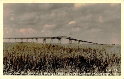 RPPC High Bridge Rainbow Bridge TX Port Arthur Orange Texas Kodak Postcard