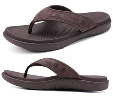 Mens Sport Flip Flops Orthotic Thong Sandals With Arch 10 Fashion Brown