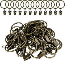 Curtain Rings with Clips, 42 Pack Metal Drapery Rings with Clips Hooks Hangers f