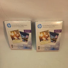 2 NEW SEALED HP Photo Paper, Sticky Back Social Media Snapshots (4x5") 