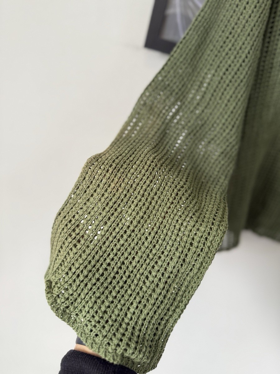 Jaded London Khaki Green Open Knit Star Sweater Size S Grunge