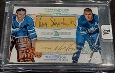 1/1 TERRY SAWCHUK & TIM HORTON Toronto Dual AUTO Card *PRICELESS AUTHENTIC