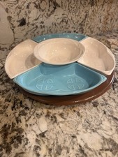 Vintage neu Maurice Calif USA S-14 6 Stück Lazy Susan Vorspeise Keramik Tabletts