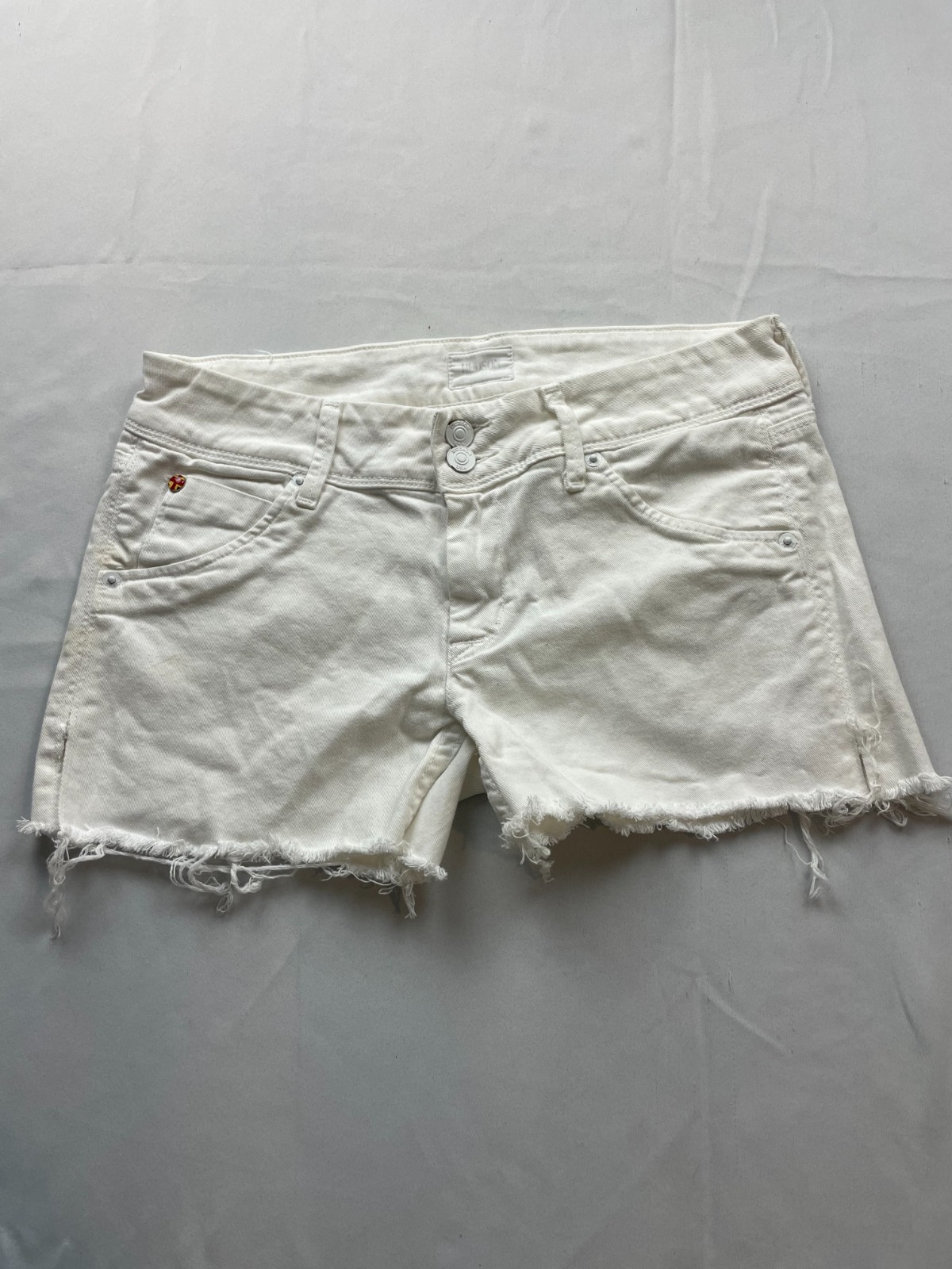 Hudson Cut-off Shorts Womens Size 27 White Denim Cotton Stretch Frayed Hem
