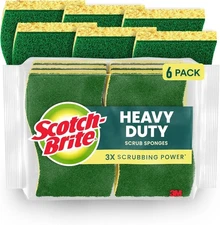 Scotch-Brite Heavy Duty Scrub Sponge, 6 Kitchen Sponges Designed for Tough Messe