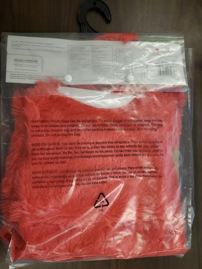 Disfraz de Halloween cómodo de piel de Elmo de Plaza Sésamo con licencia para niños pequeños talla S/P Foto 3 de 4