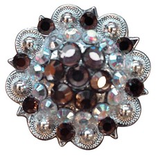 C-TY08 Set Of 8 Western Screw Back Concho Brown Ab Crystal 1-1/4In Saddle