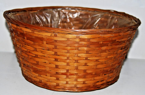 Vintage MCM Petite Wicker Pedestal Basket Rattan Boho Planter 5.5" Decorative