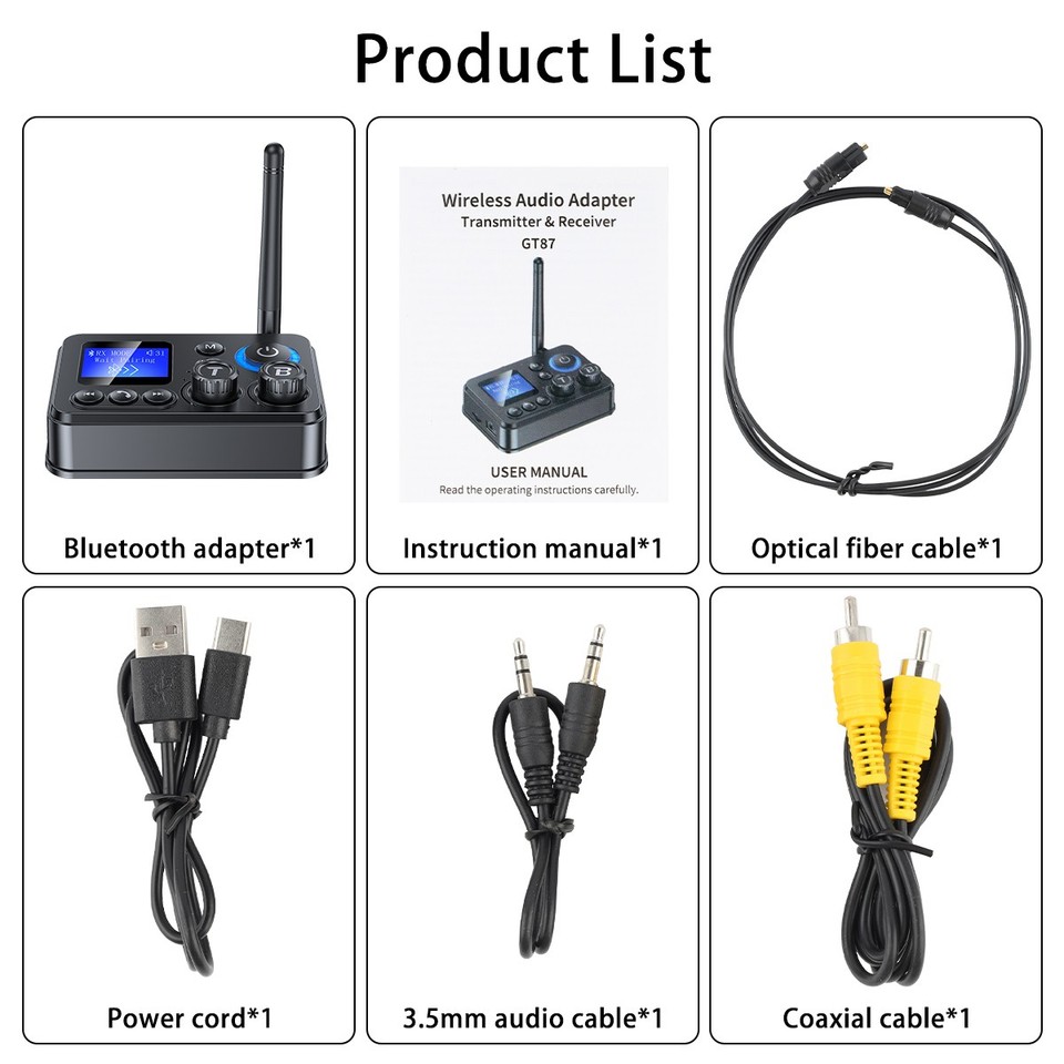 RX/TX Bluetooth 5.4 Transmitter Receiver 3.5mm AUX TV Home Stereo Audio ...