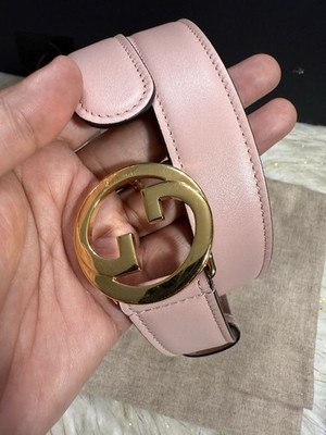 Gucci Pink Leather Belt with light Gold Buckle Belt with oval buckle in pink beige leather | GUCCI® US main image 3