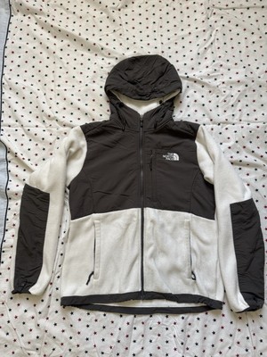 The North Face Denali Women's Hooded Full Zip Pockets Jacket M Smoke Grey/White