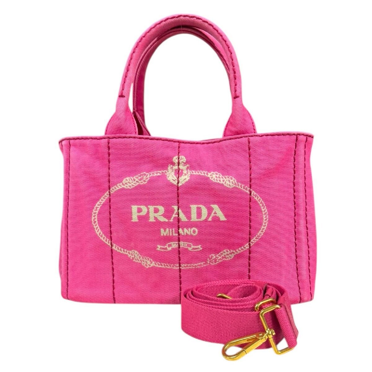 Prada Canapa Tote SS Shoulder Bag Canvas 1BG439 Pink Ladies PRADA Used from japa