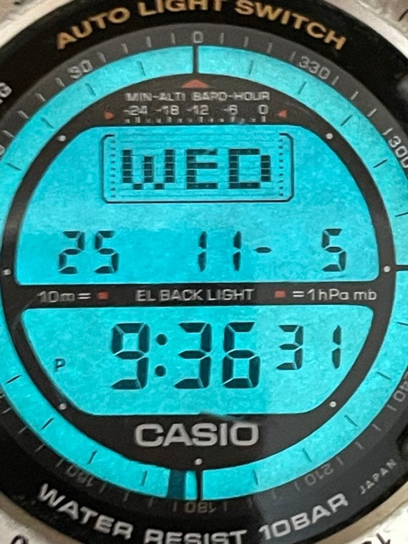 【稼働品】CASIO PROTREK プロトレック チタン PRT-411 CASIO Pro Trek PRT-411 Titanium Triple Sensor Digital Watch 50mm