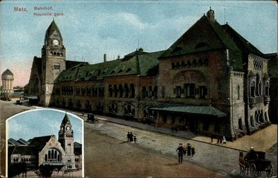 Metz Bahnhof Nouvelle gare vintage postcard s513