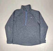 LL Bean Pullover Mens Medium Gray Quarter Zip Adventure Grid Fleece Hiking Top