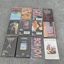 Lot of 12 Cassettes Tapes Bon Jov Queen Led Zeppelin Triumph Styx Alabama Rock 
