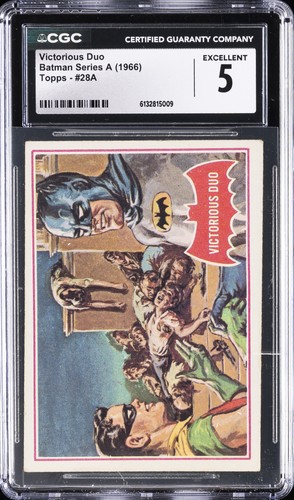 1966 Topps Batman Red Bat #28A Victorious Duo — CGC 5