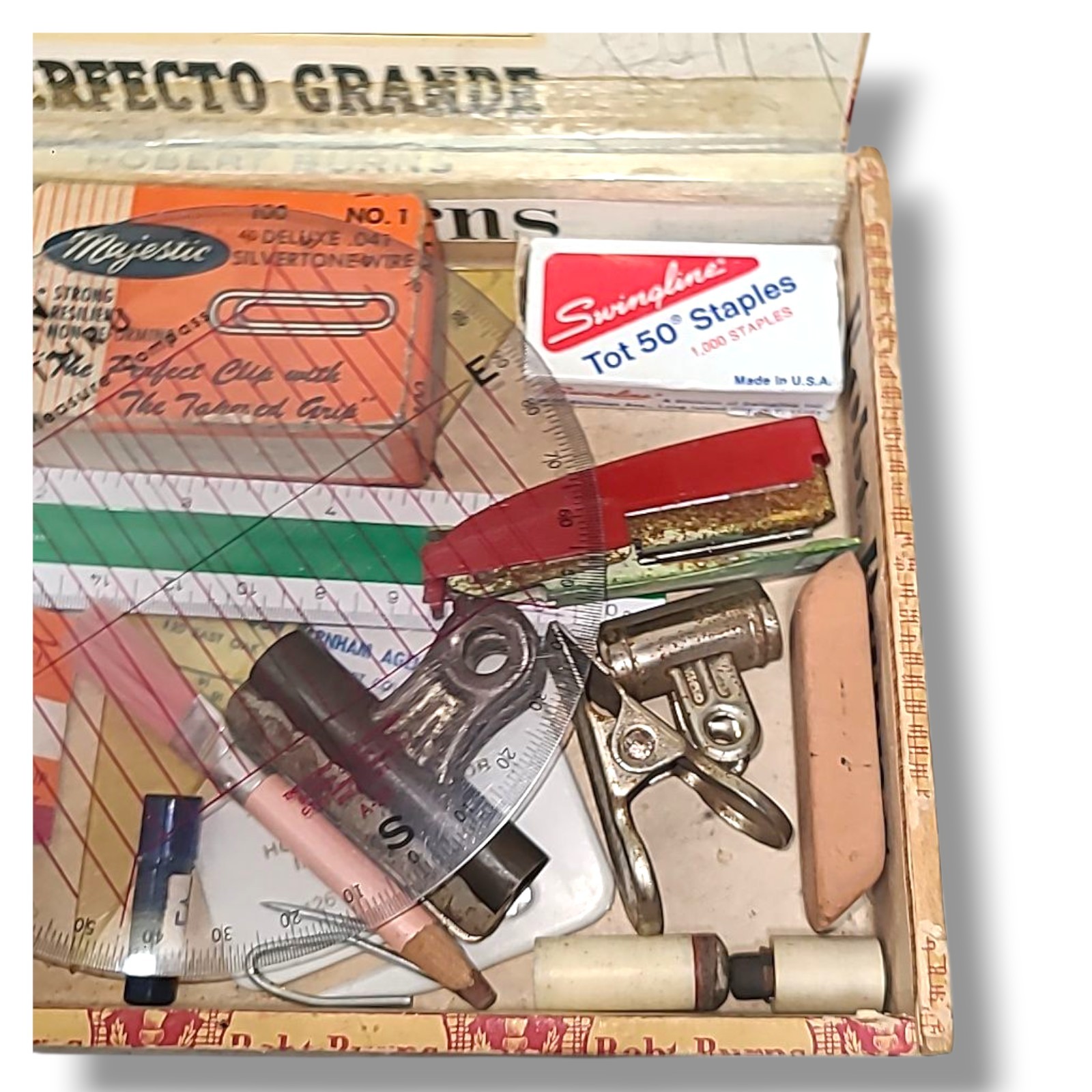 Box Lot of Vintage Office & Drafting Supplies