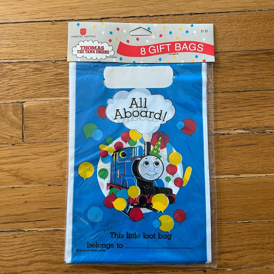 Lote de 3 bolsas de botín de mantel de fiesta de cumpleaños Thomas the Tank 1990 de colección NUEVO Foto 2 de 4