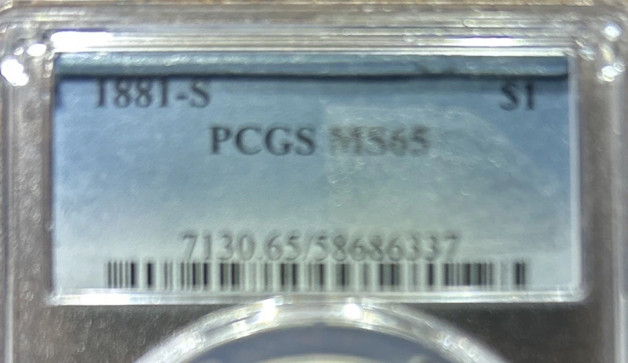 1881S Morgan Silver Dollar $1 PCGS MS 65 gold tone reverse  - Image 2 of 4