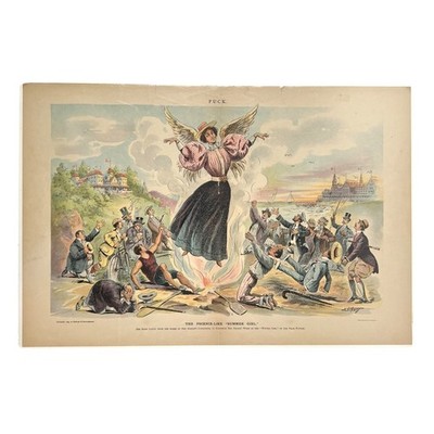 Original August 21, 1895 PUCK Chromolitho Supplement ''Phoenix-Like ''Summer Girl''