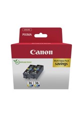Canon CLI-36 Genuine Ink Cartridges, Pack of 2 Colour - Cardboard Twin Pack