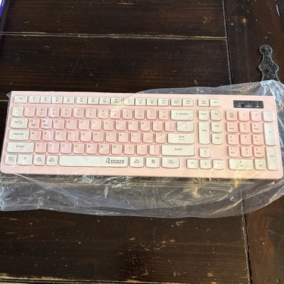Reccazr Wireless Keyboard and Mouse Combo, Pink & White. Missing Battery Cover