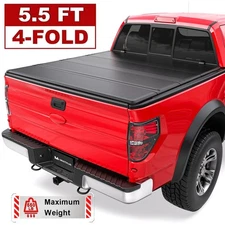 5.5FT 4 Fold FRP Hard Truck Bed Tonneau Cover For 2004-2014 Ford F150 F-150