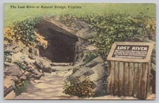Linen Postcard The Lost River at Natural Bridge Virginia Tichnor Bros