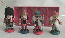 Holiday Traditions Set Of 4 Wooden Nutcracker Soldier Ornaments 4" in Box