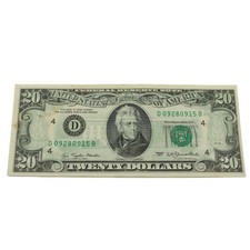 1977 $20 Wet Ink Transfer Error Bank Note United States Currency FR #C974-5