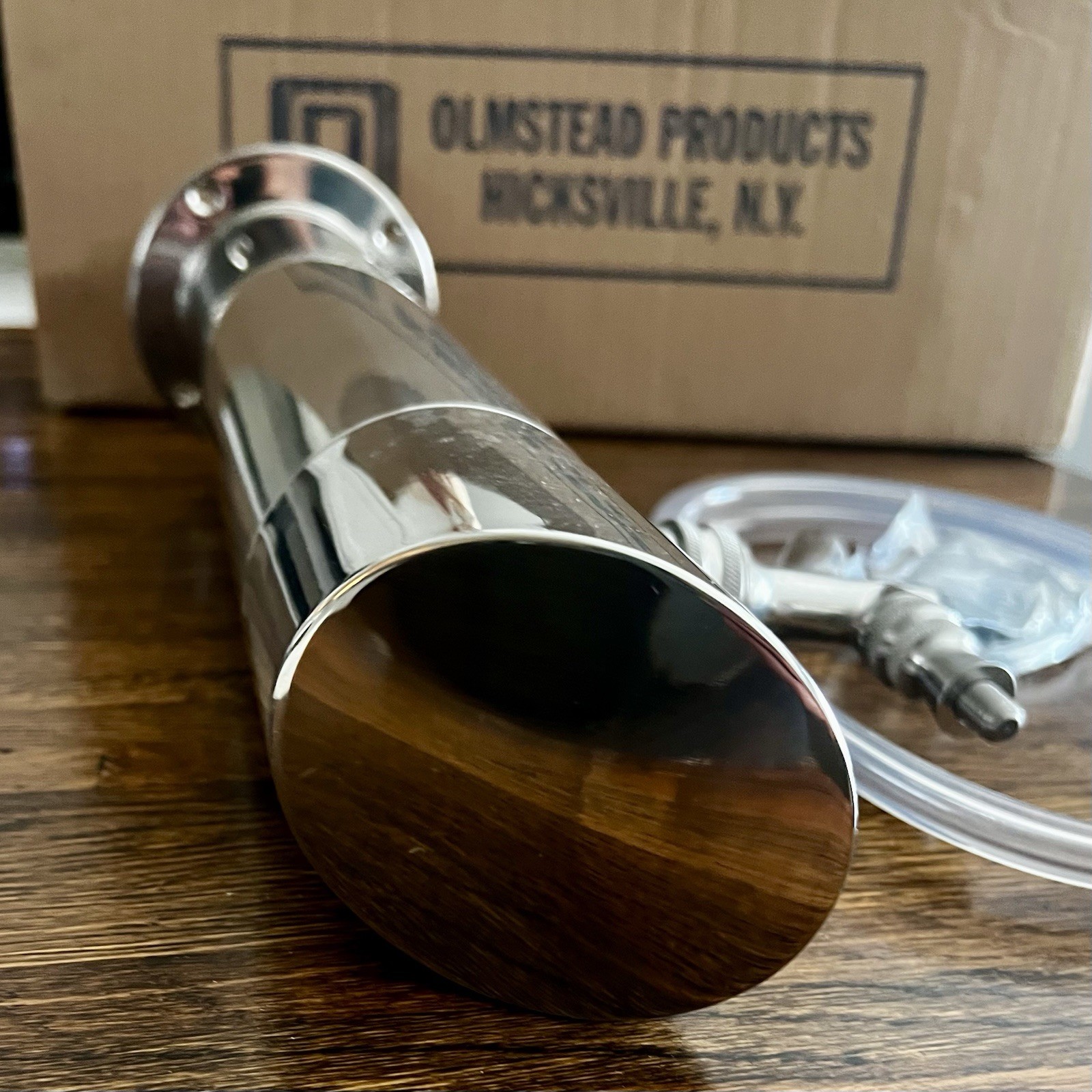 OLMSTEAD ANGLED TOP SINGLE TAP BEER KEG STAINLESS STEEL TOWER