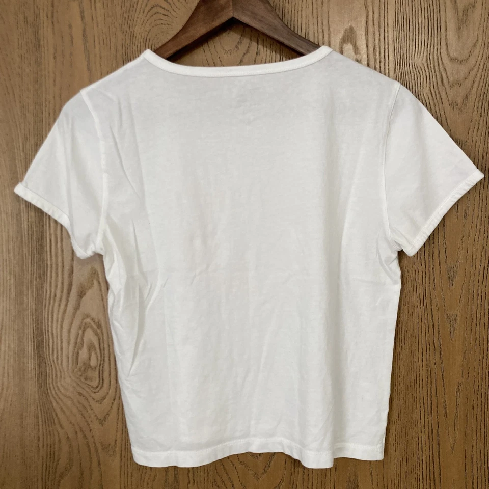 J. Camiseta Crew Knit Goods Blanca LOVE Logo Periwinkle Manga Corta REIMAGINADA Talla S Foto 3 de 4