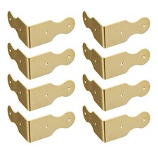 8Pcs Pure Brass Box Corner Protector Corner Braces Hardware Desk Edge Right A...
