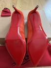 Christian Louboutin Authentic Kate 85 Veau Velours Pumps In Fiery Red SZ 38 NIB — photo 5