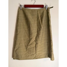 Ann Taylor Women Olive Green Textured Linen Silk Blend A-Line Midi Skirt Size 6