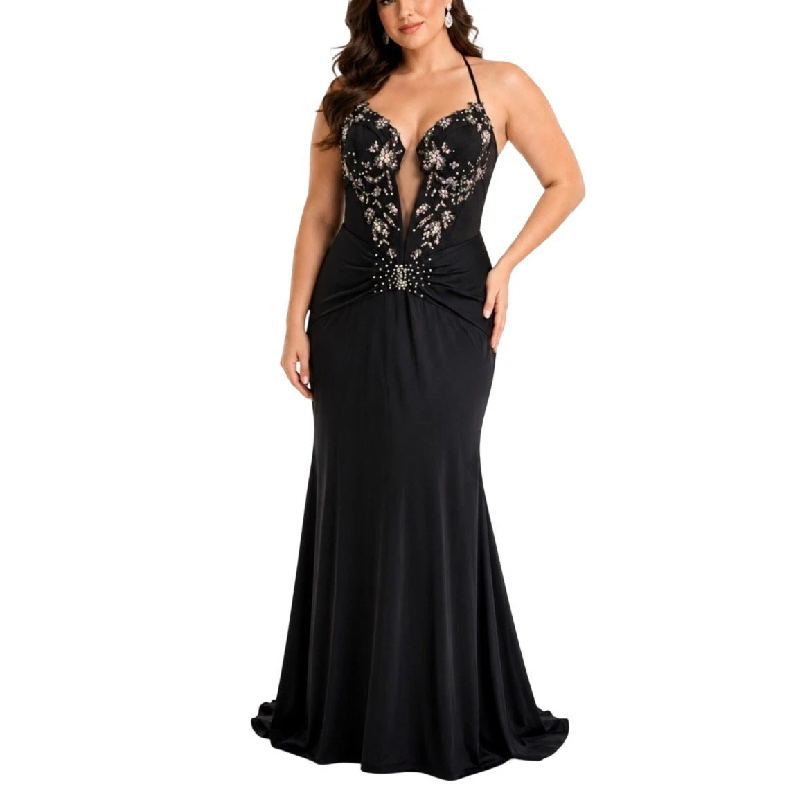 formal red dress Red Long Sleeve Lace Prom Dress V-Neck With Slit