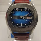 Seiko 7009-5009 Automatic 17 Jewels Men's Wristwatch Blue Dial Day/Date Vintage